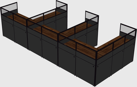 Shared l-shaped cubicle