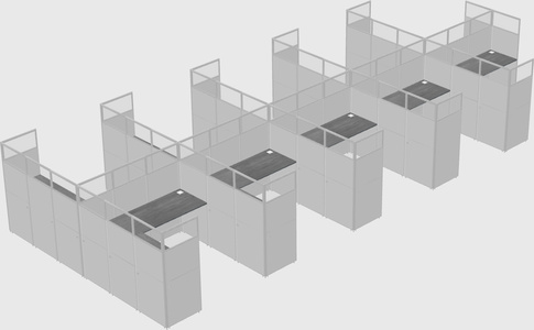 Shared l-shaped cubicle
