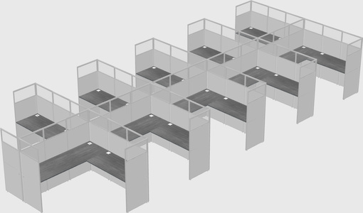 Shared l-shaped cubicle