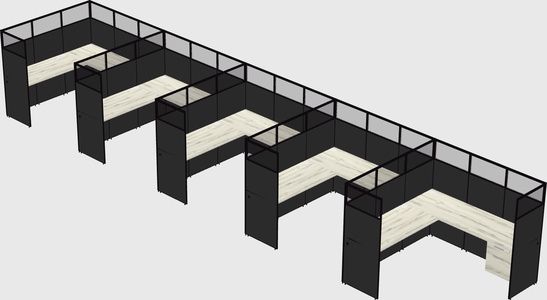 Shared l-shaped cubicle