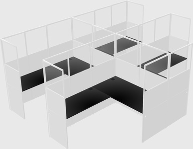 Shared l-shaped cubicle