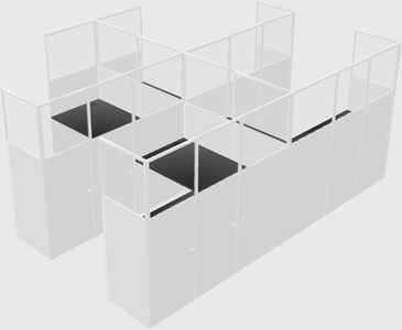 Shared l-shaped cubicle