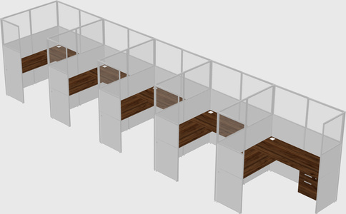 Shared l-shaped cubicle
