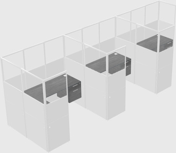 Shared l-shaped cubicle