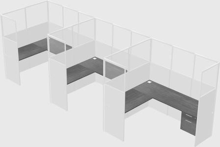 Shared l-shaped cubicle