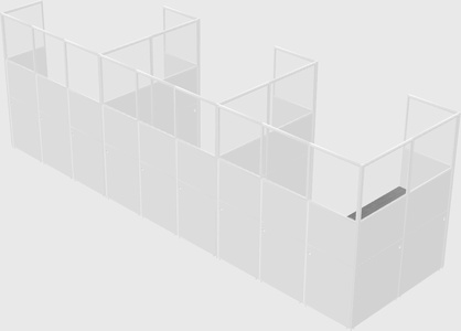 Shared l-shaped cubicle
