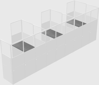 Shared l-shaped cubicle
