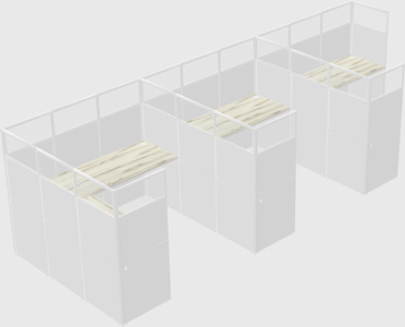 Shared l-shaped cubicle