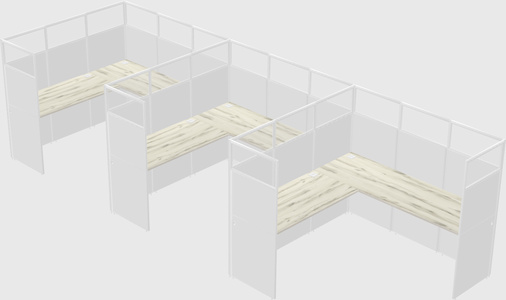 Shared l-shaped cubicle