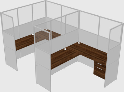 Shared l-shaped cubicle