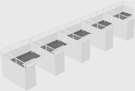 Shared l-shaped cubicle
