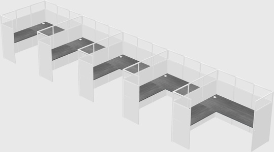 Shared l-shaped cubicle