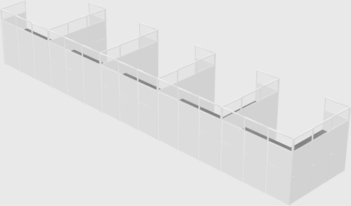 Shared l-shaped cubicle