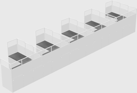 Shared l-shaped cubicle