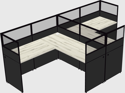 Shared l-shaped cubicle