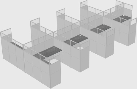 Shared l-shaped cubicle