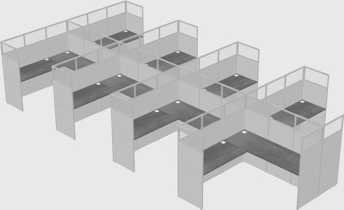 Shared l-shaped cubicle