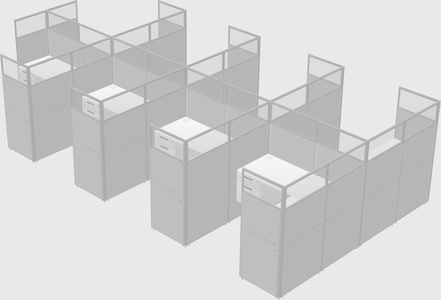 Shared l-shaped cubicle