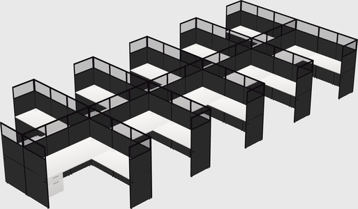 Shared l-shaped cubicle