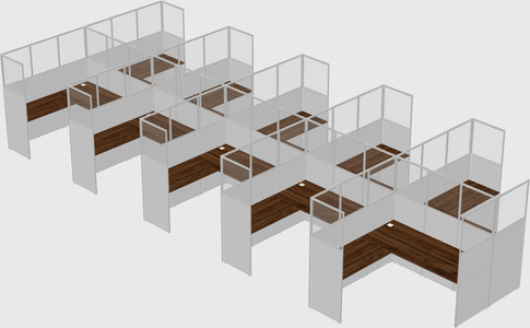 Shared l-shaped cubicle