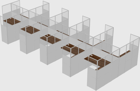 Shared l-shaped cubicle