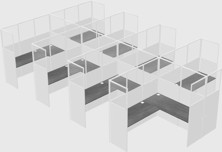 Shared l-shaped cubicle