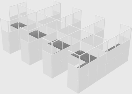 Shared l-shaped cubicle