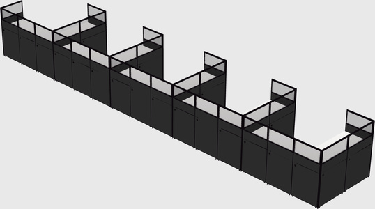 Shared l-shaped cubicle