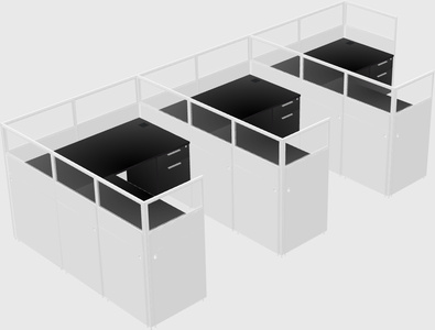 Shared l-shaped cubicle