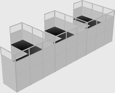Shared l-shaped cubicle