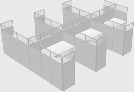 Shared l-shaped cubicle