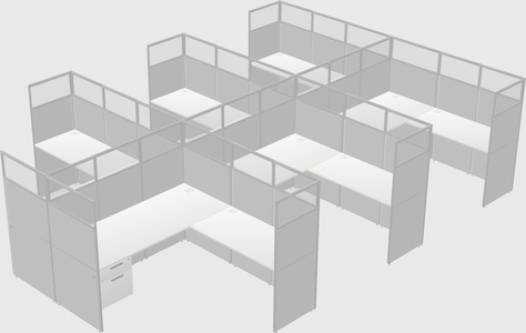 Shared l-shaped cubicle