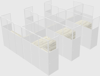 Shared l-shaped cubicle