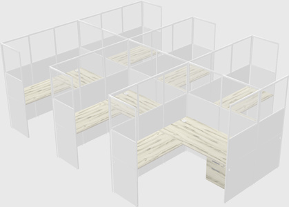 Shared l-shaped cubicle