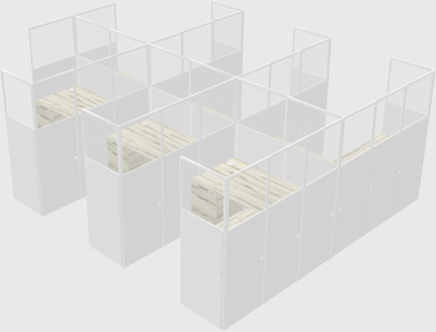 Shared l-shaped cubicle