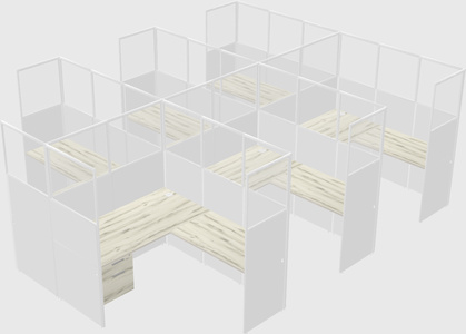 Shared l-shaped cubicle