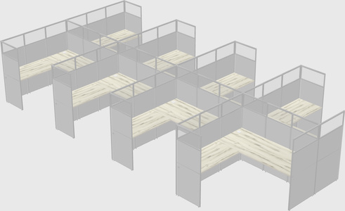 Shared l-shaped cubicle