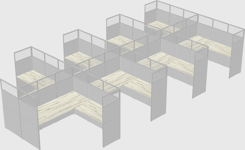 Shared l-shaped cubicle