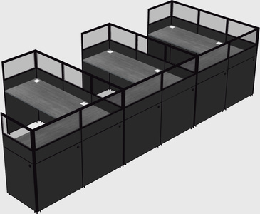 Shared l-shaped cubicle
