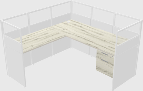 Shared l-shaped cubicle