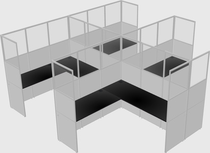 Shared l-shaped cubicle