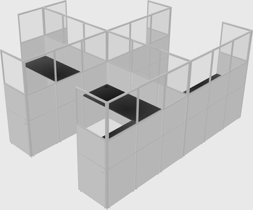 Shared l-shaped cubicle