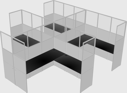 Shared l-shaped cubicle