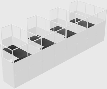 Shared l-shaped cubicle