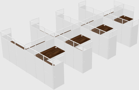 Shared l-shaped cubicle