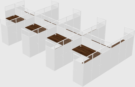 Shared l-shaped cubicle