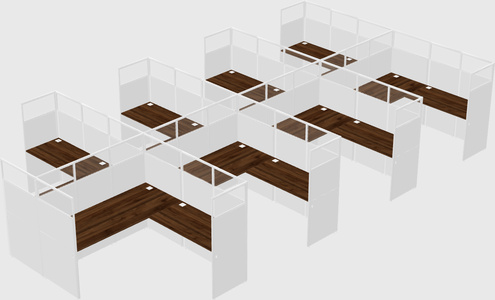Shared l-shaped cubicle