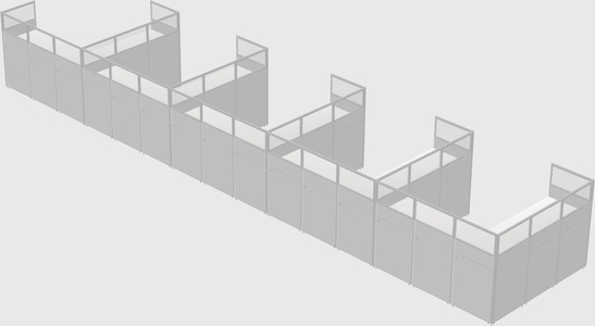 Shared l-shaped cubicle