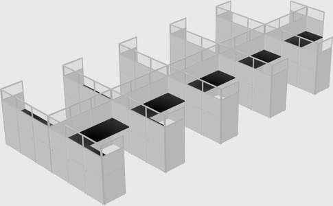 Shared l-shaped cubicle