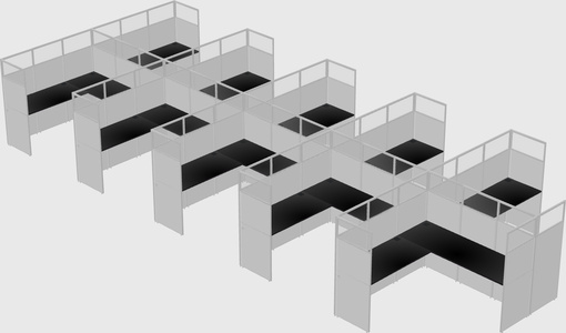 Shared l-shaped cubicle